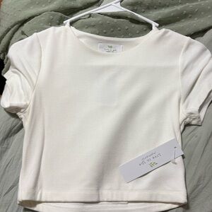 white t shirt crop top size small new with tags